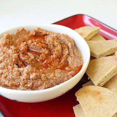 Roasted vegetable dip and pita chips