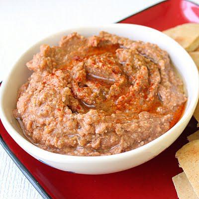 Roasted vegetable dip and pita chips