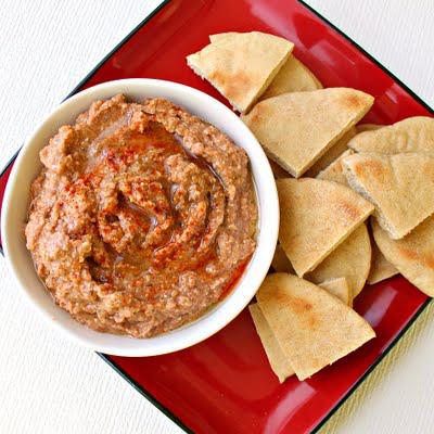 Roasted vegetable dip and pita chips