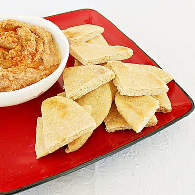 Roasted vegetable dip and pita chips