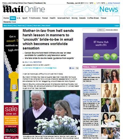 email from mother in law to bride june 2011 daily mail
