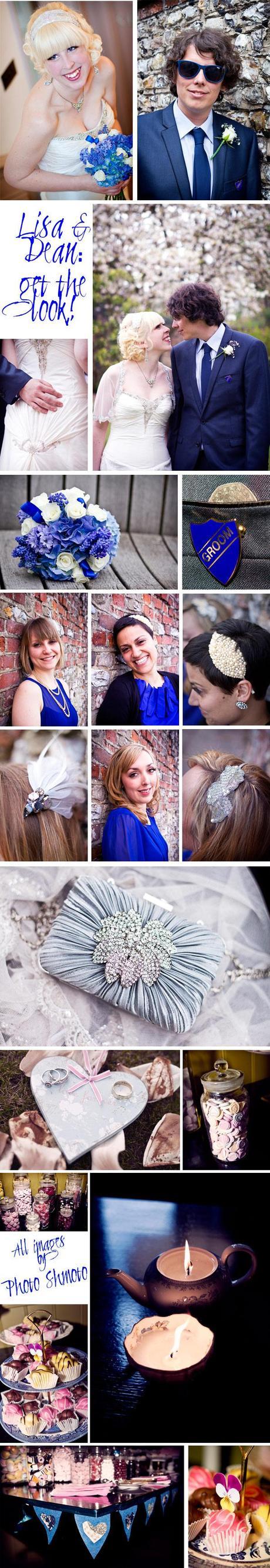 electric blue vintage wedding inspiration board