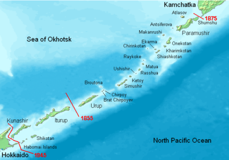 Southern Kuril Islands ruled by Russia since WWII: image via wikipedia.org