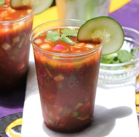 Game-day Bloody Mary Gazpacho & A #SundaySupper Tailgate