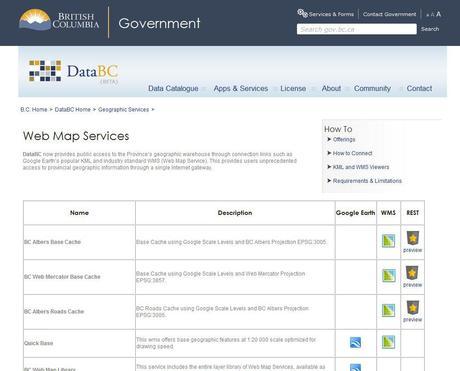 Screen Grab DataBC - online web mapping portal