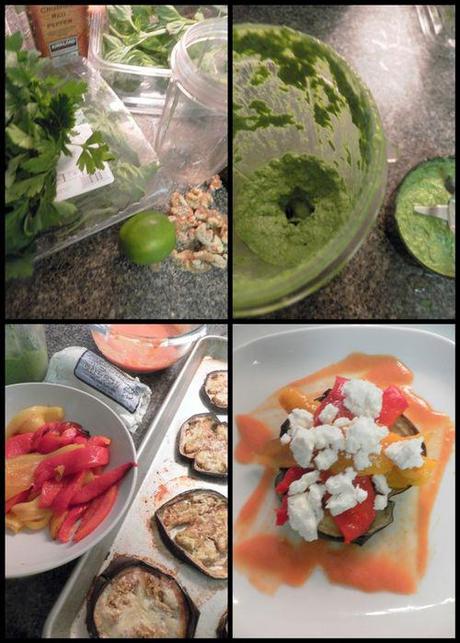Herb Pesto & vegetable stacks -collage