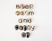 18 Magnets Custom Letters or Keep Calm and Carry On Quote, Beach Pebbles, Inspirational Word or Quote, Gift Ideas, Sea Stones, Personalized - HappyEmotions