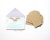 Mini Notecards for Mini Envelopes, Vintage Lace Edge on Kraft Cardstock, Set of 10, Original OOAK Design - papirvendage