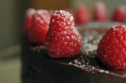 Chocolate Cake with Raspberry Mascarpone Filling and Chocolate Ganache Frosting
