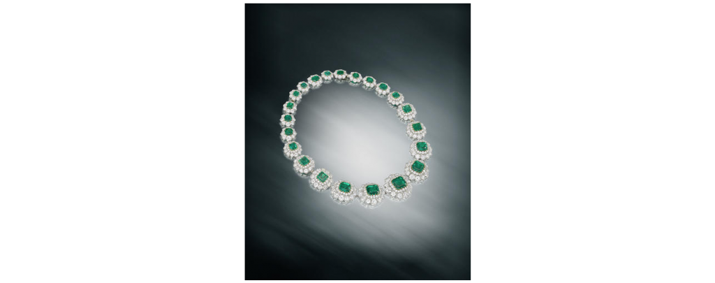 emerald and diamond van cleef and arpels necklace, van cleef and arpels bonham's