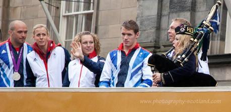 Event photo - Olympic medal winners on the olden bus in George Street, Edinburgh