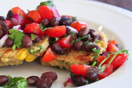 Quinoa and Corn Griddle Cakes With Black Bean Salsa