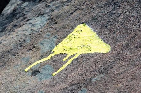 paint running from yellow track marker