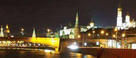 The Southern side of the Kremlin by night from the River