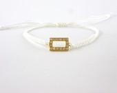 White gold gilded frame macrame bracelet - HirasuGaleri