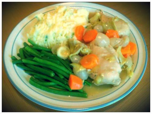 Riesling Braised Chicken with Artichoke Hearts