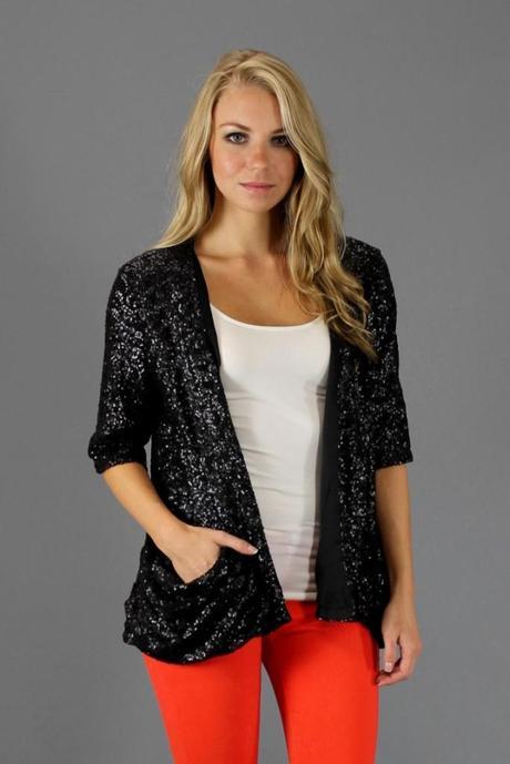 Gypsy Junkies sequin draped blazer image sale promo code must have the laws of fashion stylist personal shopper mn minnesota