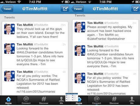 Rep. Tim Moffit consults former Rep. Anthony Weiner over dick tweet