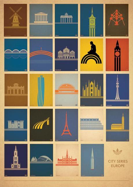 Adidas Poster Project - European City Series - City icons in silhouette