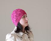 Knit Hat for Women - Orchid Rose pink color fashion - Adult knit beret, Handmade - OK - SENNURSASA