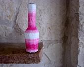 Pink Bud Vase Glass and Stucco Painted Vase Pink and White Home decor - CarriageOakCottage