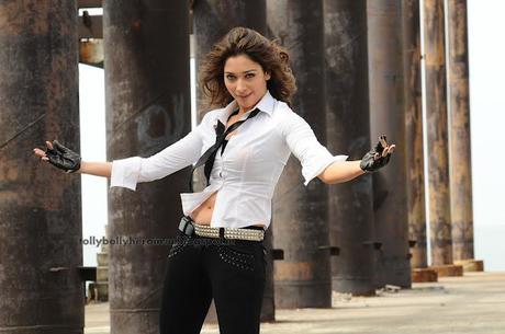 Tamanna - Rebel Sexy Navel Show in White n Black