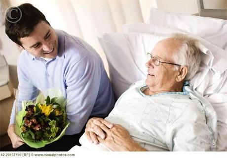 Grandson visiting his grandfather