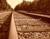 Riding The Rails -8x10 Sepia Fine Art Photograph- Travel Wall Art- Indian Summer SALE - CloudsConnessione