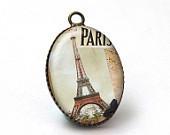 1 pc Paris Eiffel Tower Pendant Resin Pendant Art Pendant, Vintage Paris Postcard Sepia Picture Pendant Photo Pendant A38-05-033 - mixnmatchsupplies