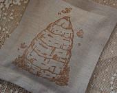 Honey Beehive/ Bee Skep Lavender Sachet/ Sepia on Linen - AThymetoSew