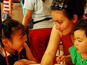 A girl learning English in Shanghai.