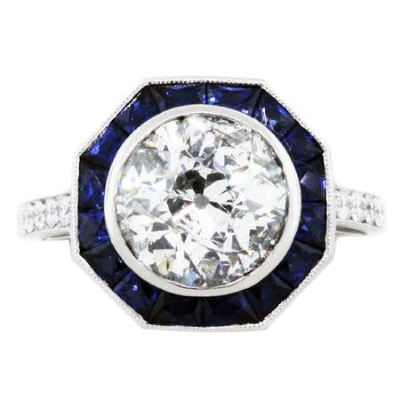 sapphire and diamond engagement ring, sapphire engagement ring