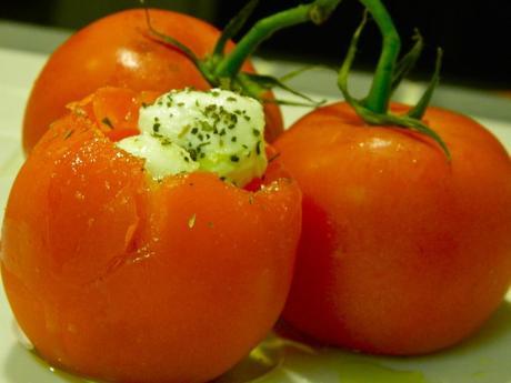 caprese salad in a tomato