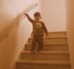 walking down the stairs