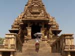 Sonya on the steps of the Lakshmana Temple