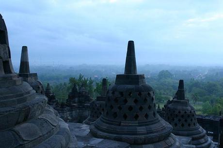 Temples at Borobudur, Indonesia