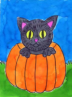 Cat in a Pumpkin Painting