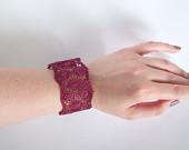 Lace cuff Oxblood bracelet S/M wine maroon burgandy color fall trends - TheParrisDomestic