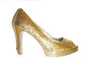 One of A Kind Golden Glitzy High Heels Size 6 - MissBelleCherie