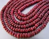 Destash...Dark OxBlood Blood Red Gem Ruby Smooth Rondelle Beads 40 beads set 3 inch - OMGTourmaline