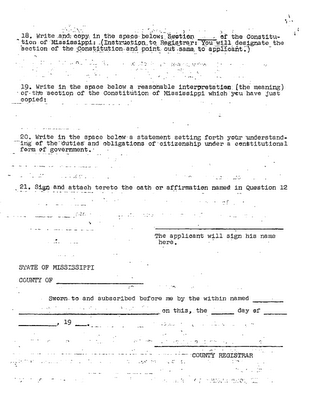 Voter registration, Mississippi, 1960