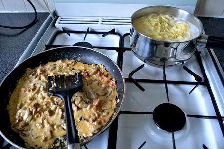 Food Junkie: Grandma's Mushroom & Chorizo Tagliatelle