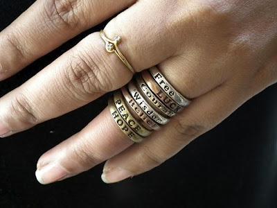 Stacked Rings in Silver, Golden and Copper