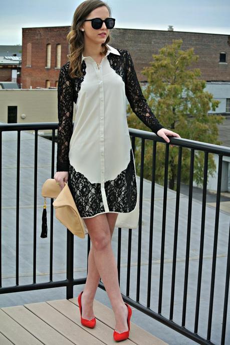 Date Night ASOS Shirt Dress With Lace Panels