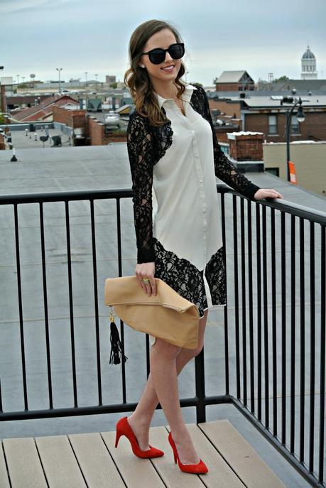 Date Night ASOS Shirt Dress With Lace Panels