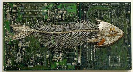 Peter McFarlane transforms Old Circuit Boards into Fossil Art