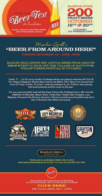 Marlin Grill Hosts the 3rd Annual Beer From Around Here October 19th!