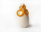 Yellow crochet earrings spring-summer fashion. Handmade by Aliquid - AliquidTextileJewels
