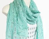 Mint Green Lace Scarf... Christmas in July - whitewolfsclouds
