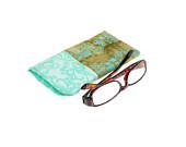 Designer Fabric Eye Glass Pouch Eyeglass Case Sunglass Holder in Aqua Turquoise and Brown Batik - PattisAnnex
